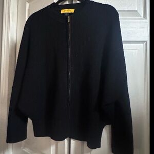 Black Zip-Up Sweater St John size small wool